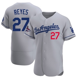 Men's Los Angeles Dodgers Alex Reyes Authentic Gray Away Official 2024 World Series Champions Jersey