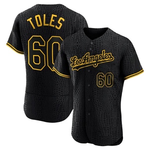 Men's Los Angeles Dodgers Andrew Toles Authentic Black Snake Skin City Jersey