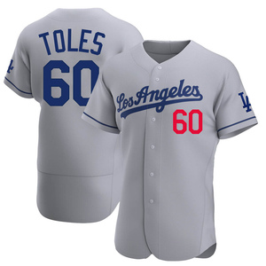 Men's Los Angeles Dodgers Andrew Toles Authentic Gray Away Jersey