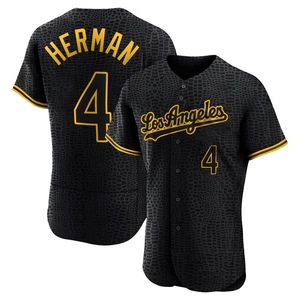 Men's Los Angeles Dodgers Babe Herman Authentic Black Snake Skin City Jersey
