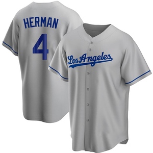 Men's Los Angeles Dodgers Babe Herman Replica Gray Road Jersey