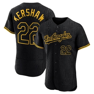 Men's Los Angeles Dodgers Clayton Kershaw Authentic Black Snake Skin City Jersey