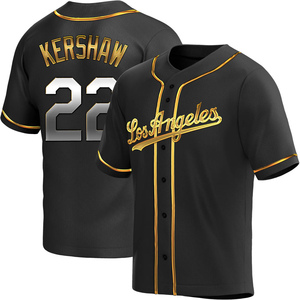 Men's Los Angeles Dodgers Clayton Kershaw Replica Black Golden Alternate Jersey