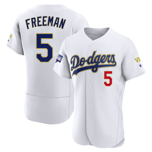 Men's Los Angeles Dodgers Freddie Freeman Authentic Gold White/ 2021 Program Player Jersey