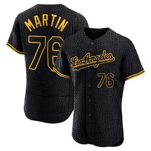 Men's Los Angeles Dodgers J.D. Martin Authentic Black Snake Skin City Jersey