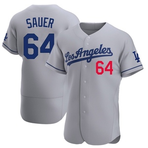 Men's Los Angeles Dodgers Matt Sauer Authentic Gray Away Jersey