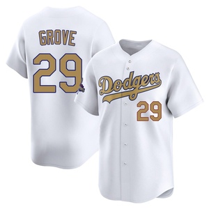 Men's Los Angeles Dodgers Michael Grove Limited Gold White 2025 Collection Jersey