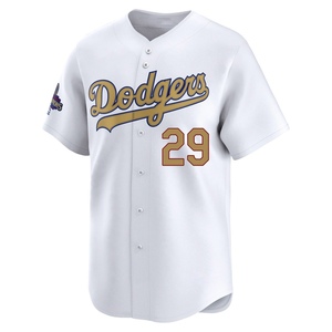 Men's Los Angeles Dodgers Michael Grove Limited Gold White 2025 Collection Jersey