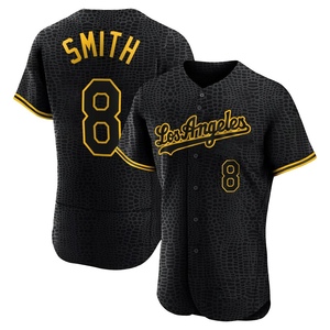 Men's Los Angeles Dodgers Reggie Smith Authentic Black Snake Skin City Jersey