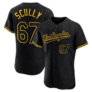 Men's Los Angeles Dodgers Vin Scully Authentic Black Snake Skin City Jersey