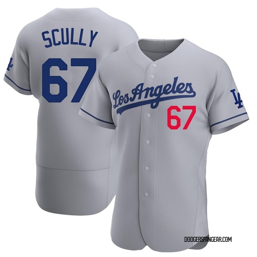 Men's Los Angeles Dodgers Vin Scully Authentic Gray Away Jersey