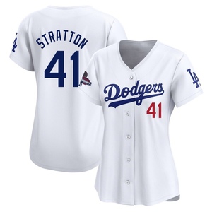 Women's Los Angeles Dodgers Chris Stratton Limited White Home 2024 World Series Champions Jersey