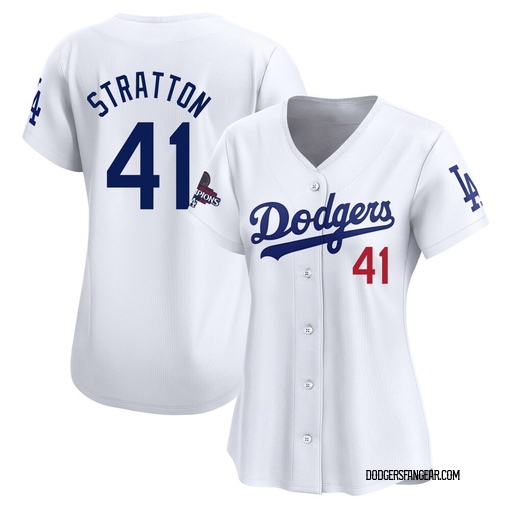 Women's Los Angeles Dodgers Chris Stratton Limited White Home 2024 World Series Champions Jersey