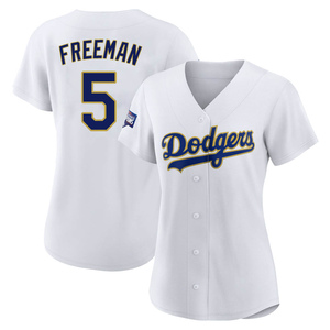 Women's Los Angeles Dodgers Freddie Freeman Replica Gold White/ 2021 Program Player Jersey