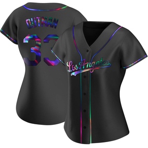 Women's Los Angeles Dodgers James Outman Replica Black Holographic Alternate Jersey