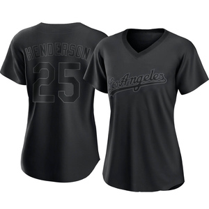Women's Los Angeles Dodgers Rickey Henderson Replica Black Pitch Fashion Jersey