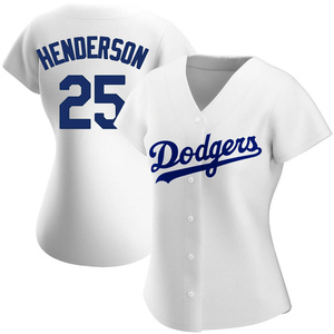Women's Los Angeles Dodgers Rickey Henderson Replica White Home Jersey