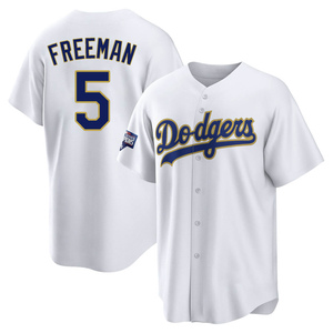 Youth Los Angeles Dodgers Freddie Freeman Replica Gold White/ 2021 Program Player Jersey