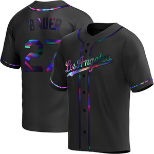 Youth Los Angeles Dodgers Trevor Bauer Replica Black Holographic Alternate Jersey