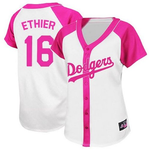 Women's Majestic Los Angeles Dodgers Andre Ethier Authentic Pink White